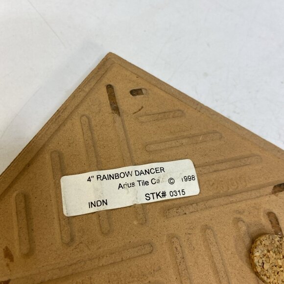 Set 2 Vintage Italian Hand Painted Ceramic Tile Trivet Native American Art 4 in - Picture 7 of 9